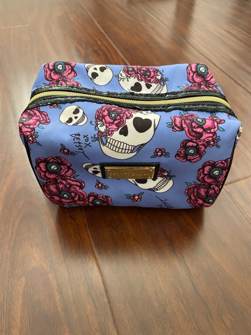 Betsey Johnson Skull & Floral Cosmetic Pouch
